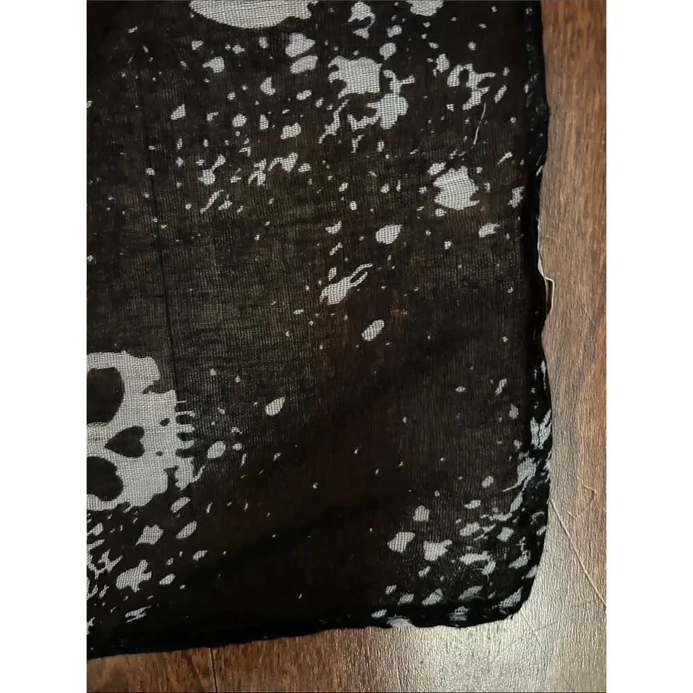 Black Scarf with White Skulls, Lightweight and Oversized